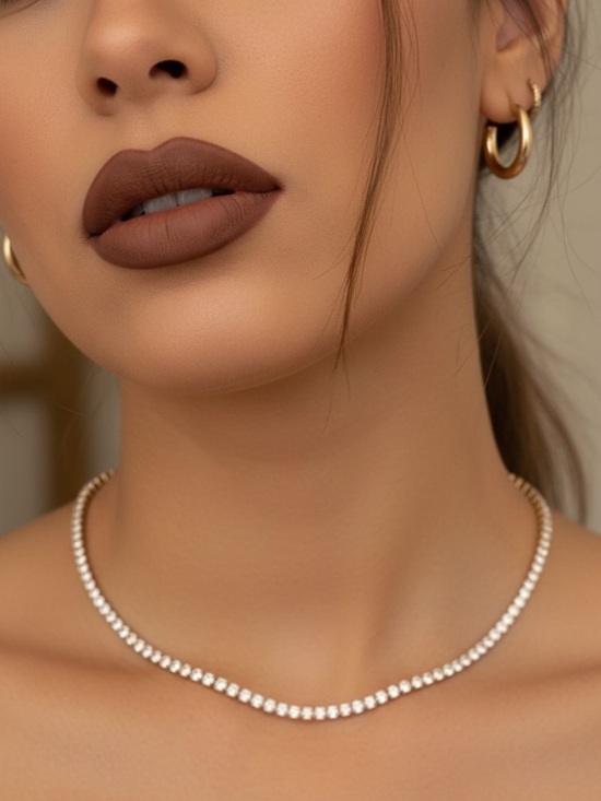 Amy Bee Jewelry Jewelry - 18k Gold Plated Tennis Necklace with Sparkling Cubic Zircon Accent Gems. New.